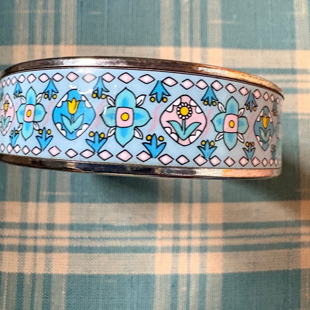 Hermès Black and Gold Enamel Bangle Bracelet